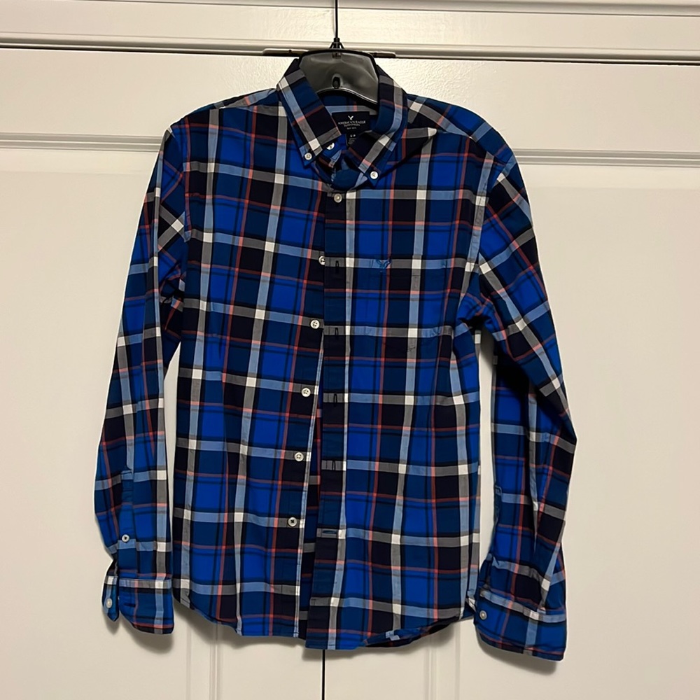 American eagle plaid button down shirt